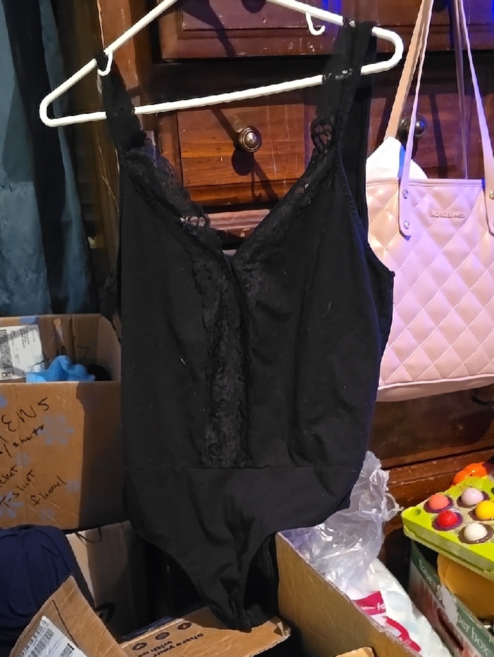 !!.                Womans  1X Black Lace Bodysuit